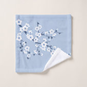 Kirschblüten Hellblau Badhandtuch Set (Waschlappen)