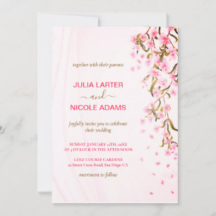 Kirschblüten Hochzeit Florale Dusche Einladung
