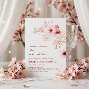Kirschblüten-Hochzeit in Rosa und Weiß Einladung