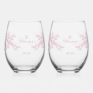 Kirschblüten-Hochzeit in Rosa Weinglas Ohne Stiel