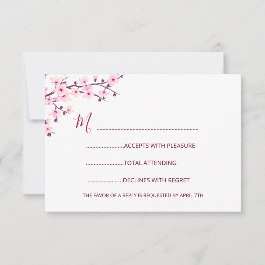 Kirschblüten-Hochzeit RSVP Karte (Vorderseite)
