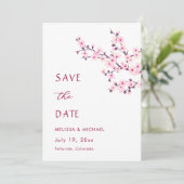 Kirschblüten-Hochzeit Save The Date (Stehend Vorderseite)