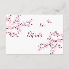 Kirschblüten-Hochzeitsdetails in Rosa und Weiß Begleitkarte