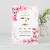 Kirschblüten-Hochzeitseinladung Einladung (Stehend Vorderseite)