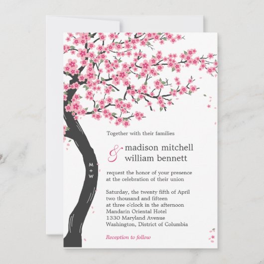 Kirschblüten Hochzeitseinladungen Einladung (Vorderseite)