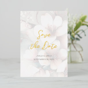 Kirschblüten-Hochzeitsfolie - Save-the-Date-Karte Folieneinladung