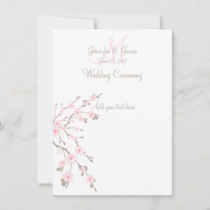 Kirschblüten-Hochzeitskirchenprogramme Einladung