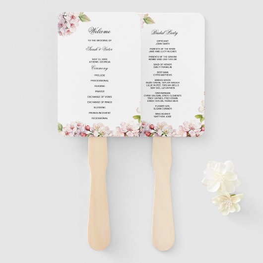 Kirschblüten-Hochzeitsprogramm-Handfächer Fächer (Vorne und Hinten)