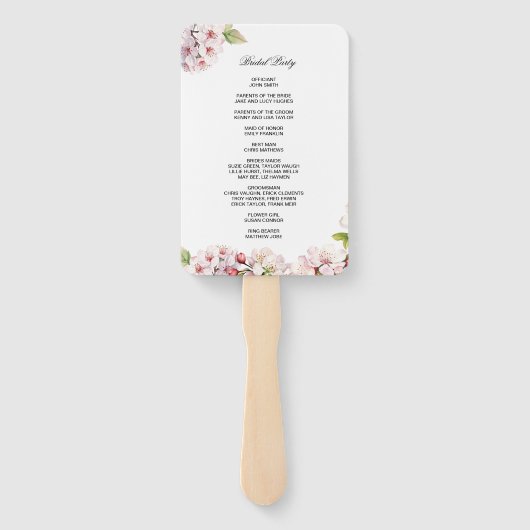 Kirschblüten-Hochzeitsprogramm-Handfächer Fächer (Rückseite)