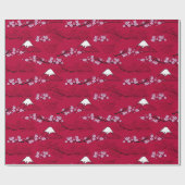 Kirschblüten im asiatischen Stil Mt. Fuji & Red BG Geschenkpapier (Flach)