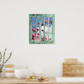 Kirschblüten im Fenster Poster (Küche)