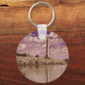 Kirschblüten im Washington Monument Keycha Schlüsselanhänger (Vorderseite)