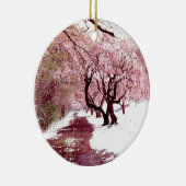 Kirschblüten in der Schnee-Verzierung Keramikornament (Rechts)