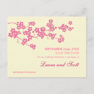 Kirschblüten in rosa Save the Date Einladung