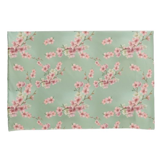 Kirschblüten in rosa und Aquamarin Kissenbezug (Vorderseite-Rechts)