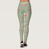 Kirschblüten in rosa und Aquamarin Leggings (Rückseite)