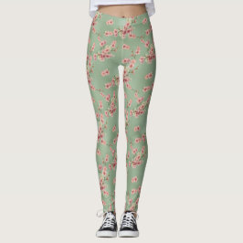 Kirschblüten in rosa und Aquamarin Leggings