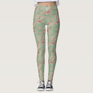 Kirschblüten in rosa und Aquamarin Leggings