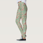 Kirschblüten in rosa und Aquamarin Leggings (Links)