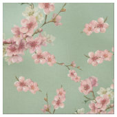 Kirschblüten in rosa und Aquamarin Stoff (Nahaufnahme)