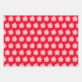 Kirschblüten in Rot Geschenkpapier Set