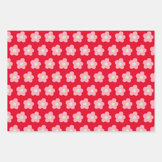 Kirschblüten in Rot Geschenkpapier Set (Vorderseite)