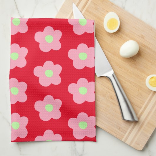 Kirschblüten in Rot Geschirrtuch (Viertel Falte)