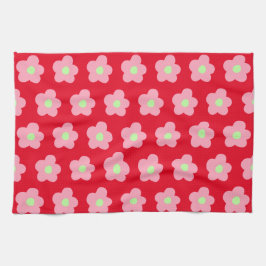 Kirschblüten in Rot Geschirrtuch