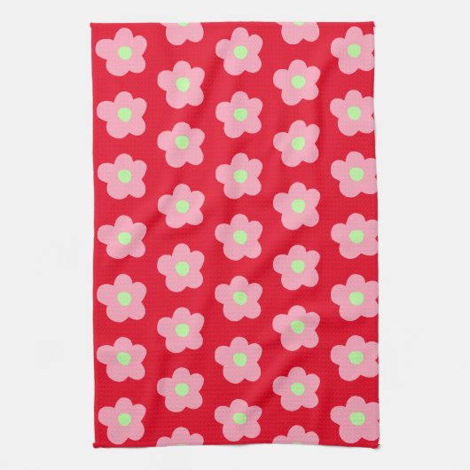 Kirschblüten in Rot Geschirrtuch (Vertikal)