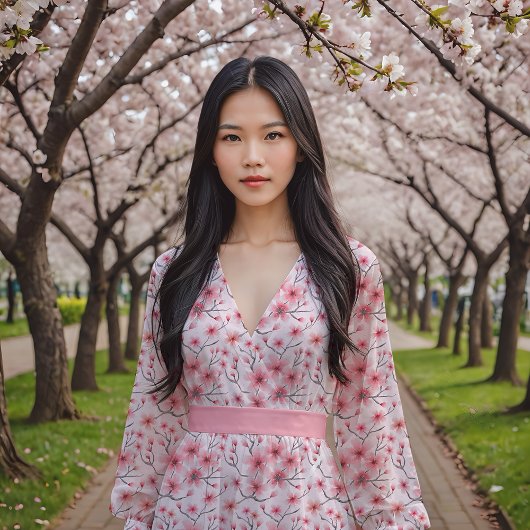 Kirschblüten in Weiß Stoff