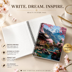 Kirschblüten-Japanische elegante goldene Hochzeits Notizblock