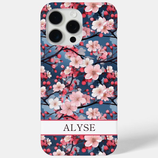 Kirschblüten Japanische Sakura Monogramm Case-Mate iPhone Hülle (Rückseite)