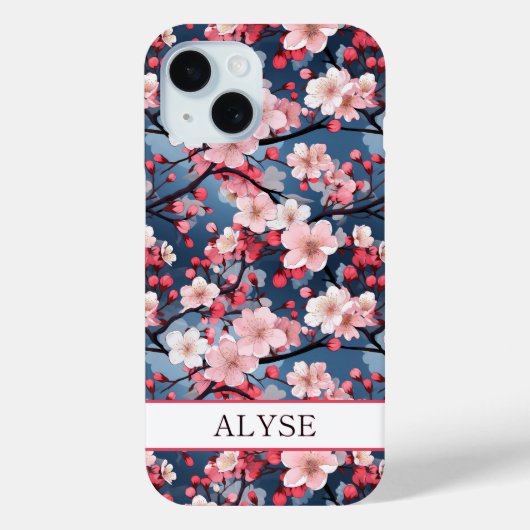 Kirschblüten Japanische Sakura Monogramm Case-Mate iPhone Hülle (Rückseite)
