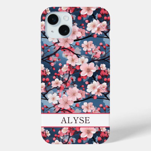 Kirschblüten Japanische Sakura Monogramm Case-Mate iPhone Hülle (Rückseite)