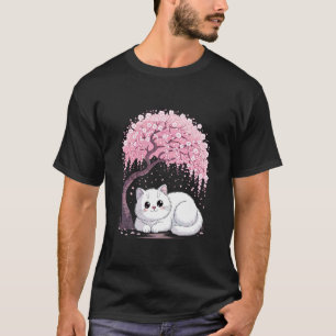 Kirschblüten Japanischer Baum Süße Katze Kätzchen T-Shirt