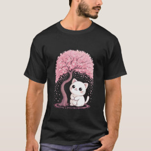 Kirschblüten-Japanischer Baum Süße Katze Kätzchen  T-Shirt