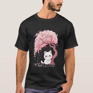 Kirschblüten Japanischer Baum Süße Katze Kätzchen T-Shirt