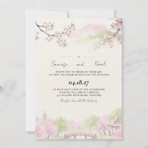 Kirschblüten-Japanischer-Garten-Hochzeitseinladung Einladung