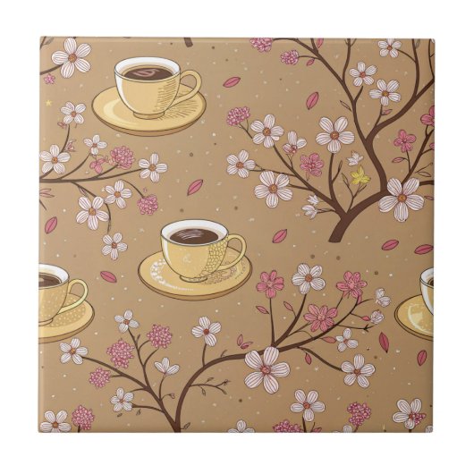 Kirschblüten-Kaffeebecher-Cozy-Muster (1) Fliese (Vorderseite)
