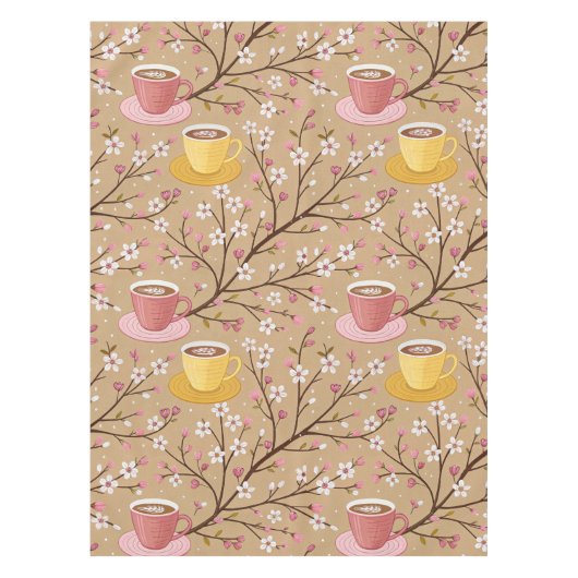 Kirschblüten-Kaffeebecher-Cozy-Muster (4) Tischdecke (Vorderseite)