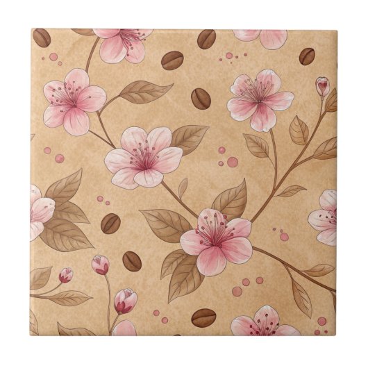 Kirschblüten-Kaffeebecher-Cozy-Muster (5) Fliese (Vorderseite)