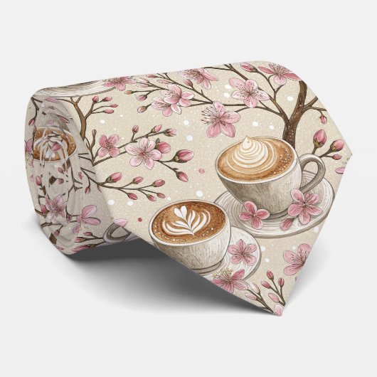Kirschblüten-Kaffeebecher-Cozy-Muster (6) Krawatte (Gerollt)