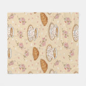 Kirschblüten-Kaffeebecher-Deckchen-Muster (2) Fleecedecke (Vorderseite (Horizontal))