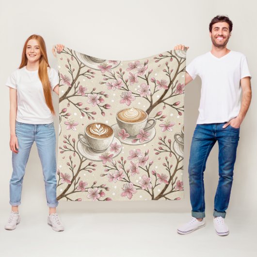 Kirschblüten-Kaffeebecher-Deckchen-Muster (6) Fleecedecke (Beispiel)