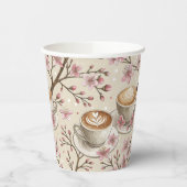 Kirschblüten-Kaffeebecher-Hülle Muster (6) Pappbecher (Links)