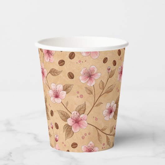 Kirschblüten-Kaffeebecher-Muster (5) Pappbecher (Vorderseite)