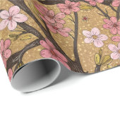 Kirschblüten-Kaffeebecher-Muster (8) Geschenkpapier (Rolleneckpunkt)