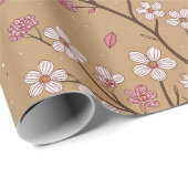 Kirschblüten-Kaffeekissen-Muster (1) Geschenkpapier (Rolleneckpunkt)