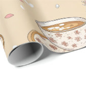 Kirschblüten-Kaffeekissen-Muster (2) Geschenkpapier (Rolleneckpunkt)