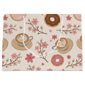 Kirschblüten-Kaffeekissen-Muster (3) Große Geschenktüte (Vorderseite)
